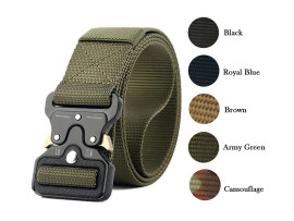 Men's Tactical Belt Nylon Military Style Webbing Belt with Metal Buckle
